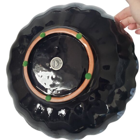 Vintage Huronia Canada Large Art Pottery Platter Black & Blue Drip Glaze - Picture 5 of 7